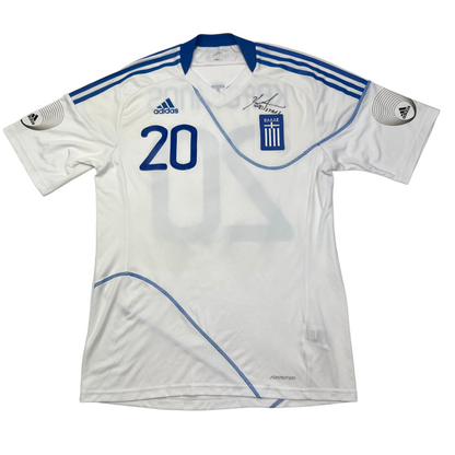 01888 Adidas Greek National Soccer Team 2010 Pantolis Kapetanos Home Jerseys ( signed )