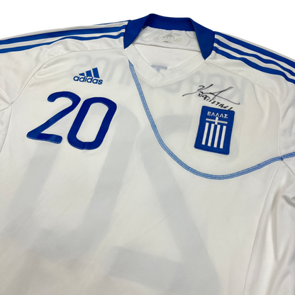 01888 Adidas Greek National Soccer Team 2010 Pantolis Kapetanos Home Jerseys ( signed )