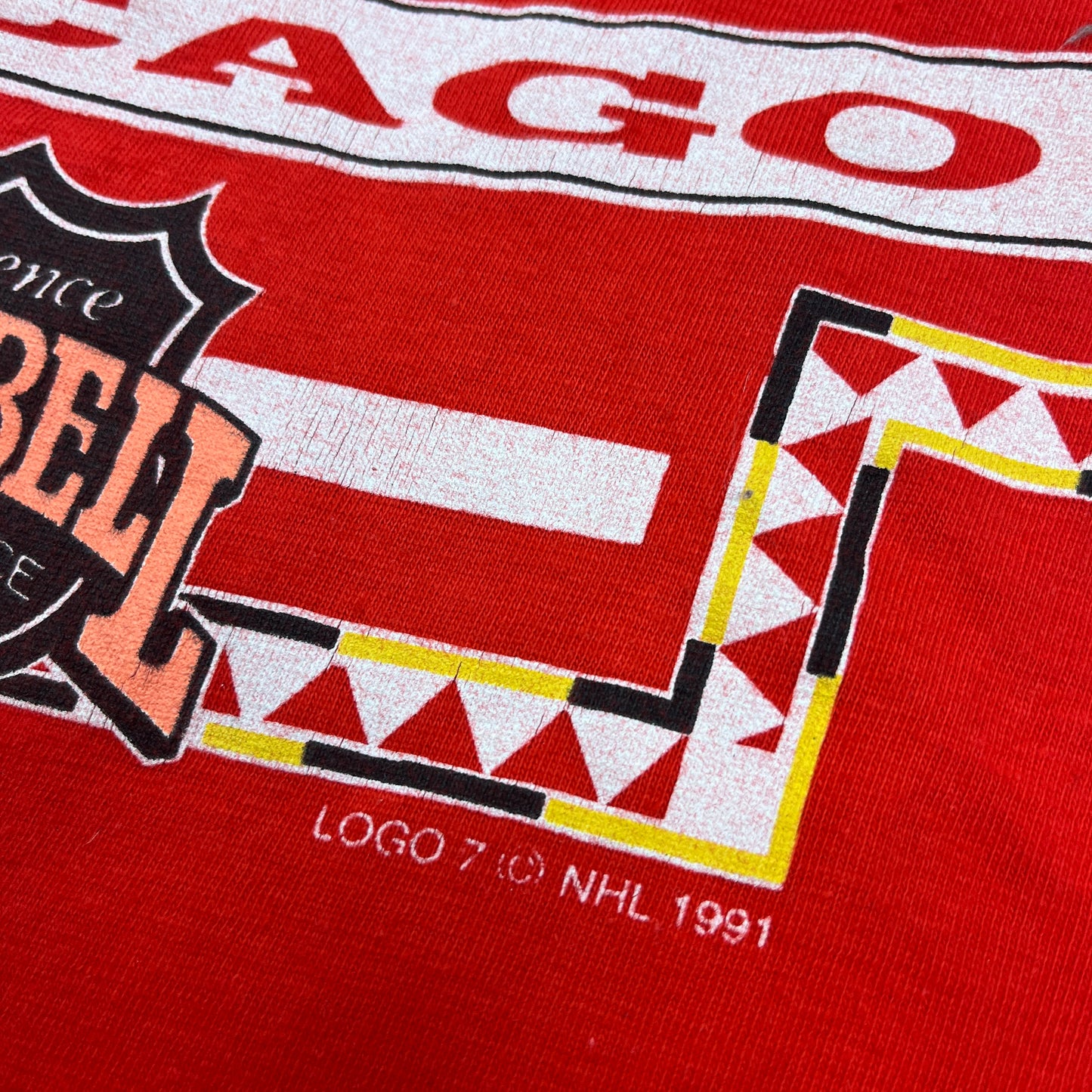 01987 Logo 7 Chicago Blackhawks 1991  Tshirt