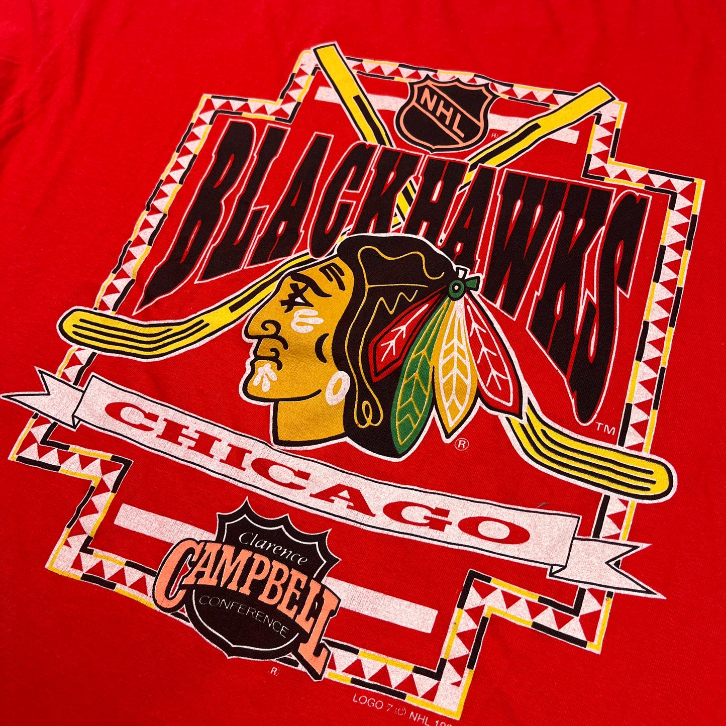 01987 Logo 7 Chicago Blackhawks 1991  Tshirt