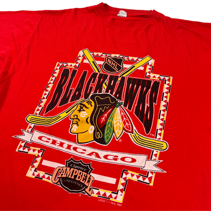 01987 Logo 7 Chicago Blackhawks 1991  Tshirt