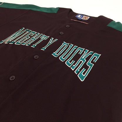 0226 Starter Vintage Mighty Ducks Hockey Button Up Jersey