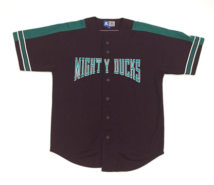 0226 Starter Vintage Mighty Ducks Hockey Button Up Jersey