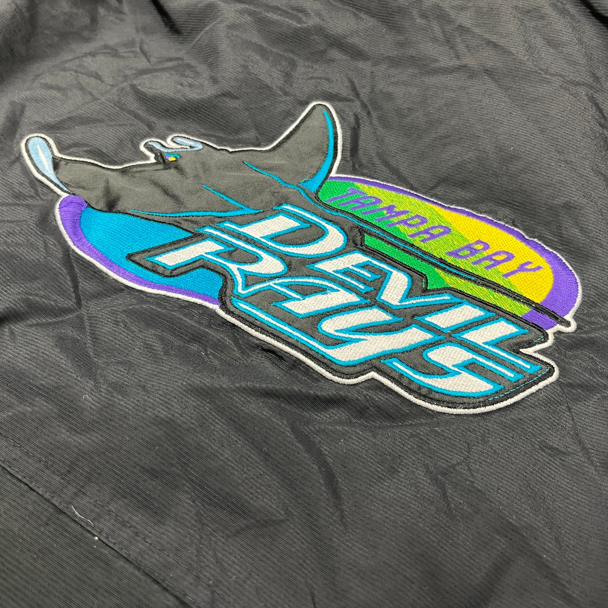 2000s Tampa Bay Devil Rays Game Issued Black Bench Jacket With Hood Starter  XL